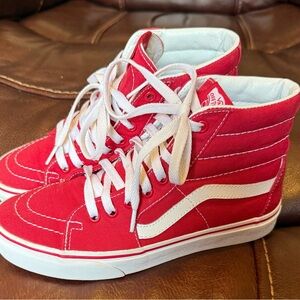 Vans Bold Red and White High-Tops